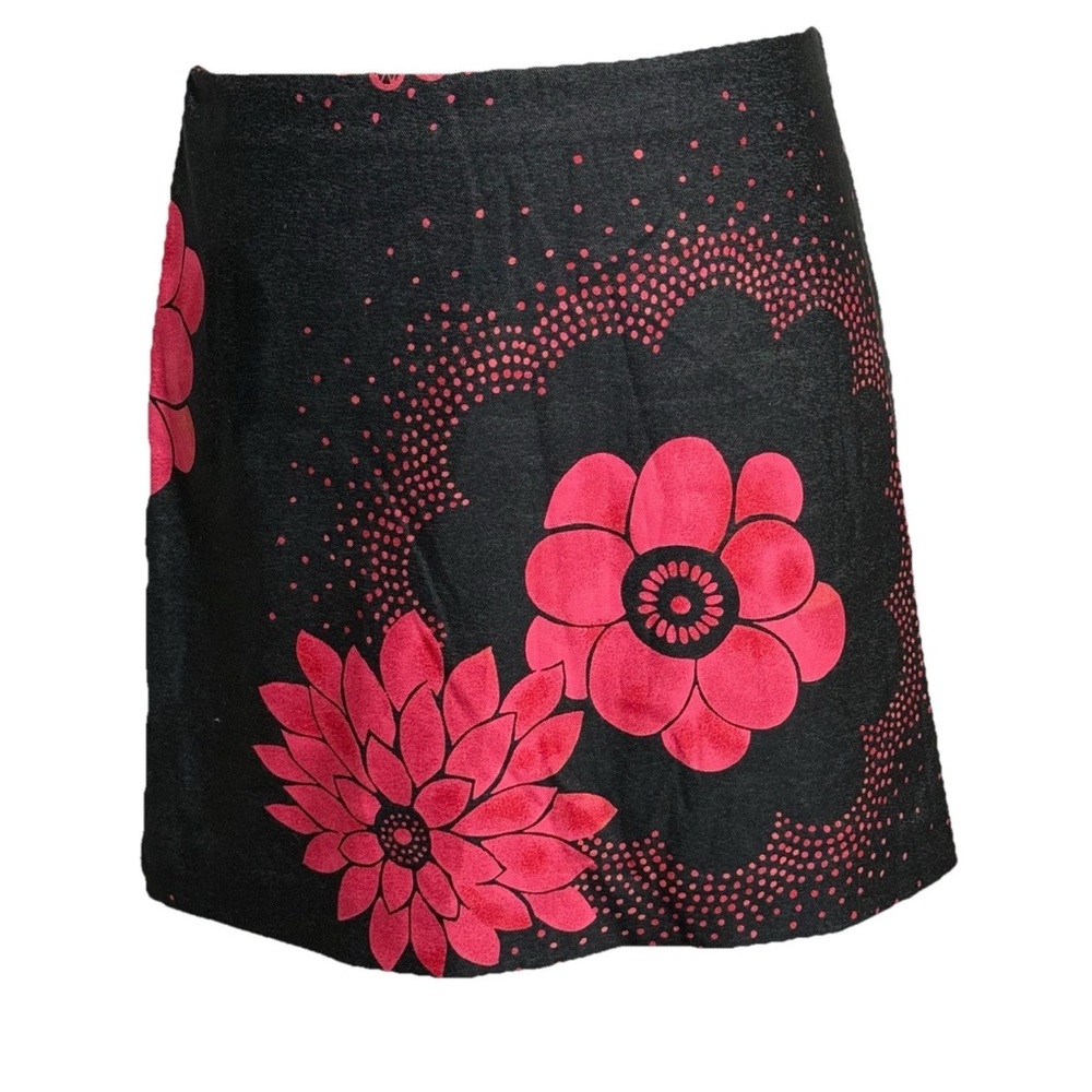 Express Stretch Mini Skirt Pink Graphic Floral Size 1/2 - Main Image